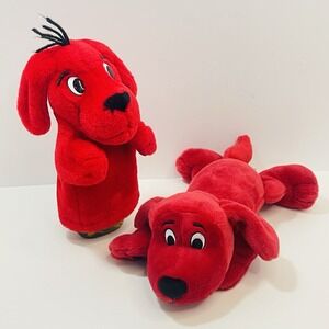 Clifford the Big Red Dog Plush Puppet Aurora & Scholastic Side Kicks Lot of 2